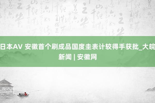 日本AV 安徽首个刷成品国度圭表计较得手获批_大皖新闻 | 安徽网