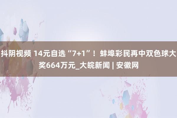 抖阴视频 14元自选“7+1”！蚌埠彩民再中双色球大奖664万元_大皖新闻 | 安徽网