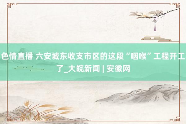 色情直播 六安城东收支市区的这段“咽喉”工程开工了_大皖新闻 | 安徽网