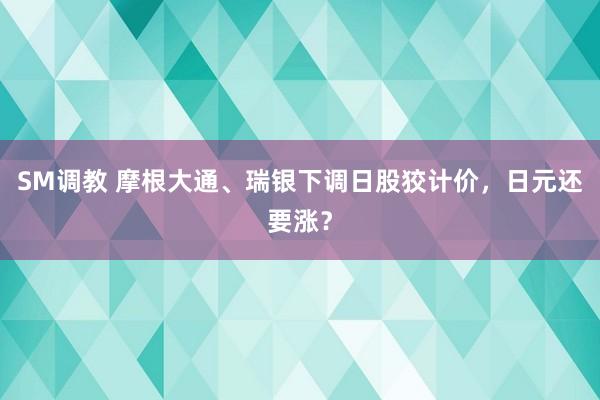 SM调教 摩根大通、瑞银下调日股狡计价，日元还要涨？