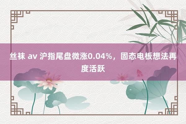 丝袜 av 沪指尾盘微涨0.04%，固态电板想法再度活跃