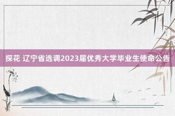 探花 辽宁省选调2023届优秀大学毕业生使命公告